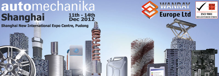 Come and See us at Automechanika Shanghai 11th - 14th December 2012